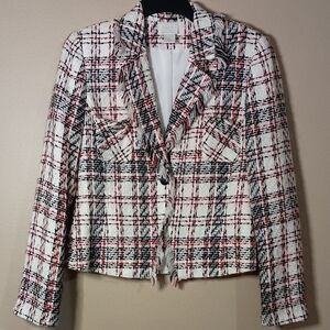 Vintage Studio C Women's Black, Red & White Tweed Blazer